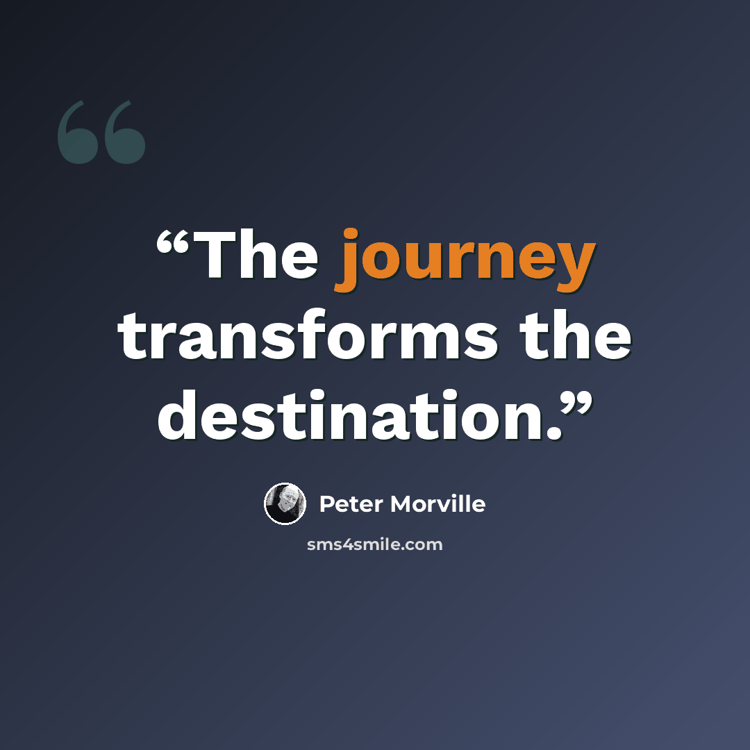 “The journey transforms the destination.” quote by Peter Morville