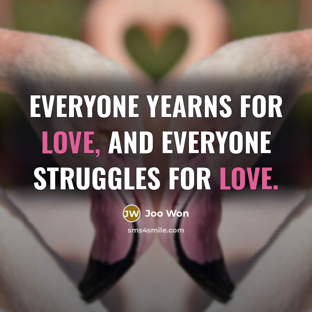 “Everyone yearns for love, and everyone struggles for love.” quote by Joo Won