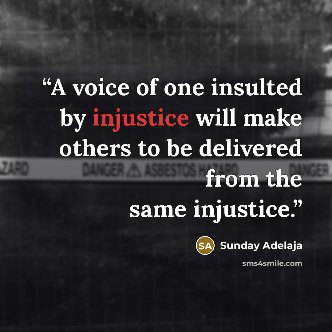 “A voice of one insulted by injustice will make others to be delivered from the same injustice.” quote by Sunday Adelaja
