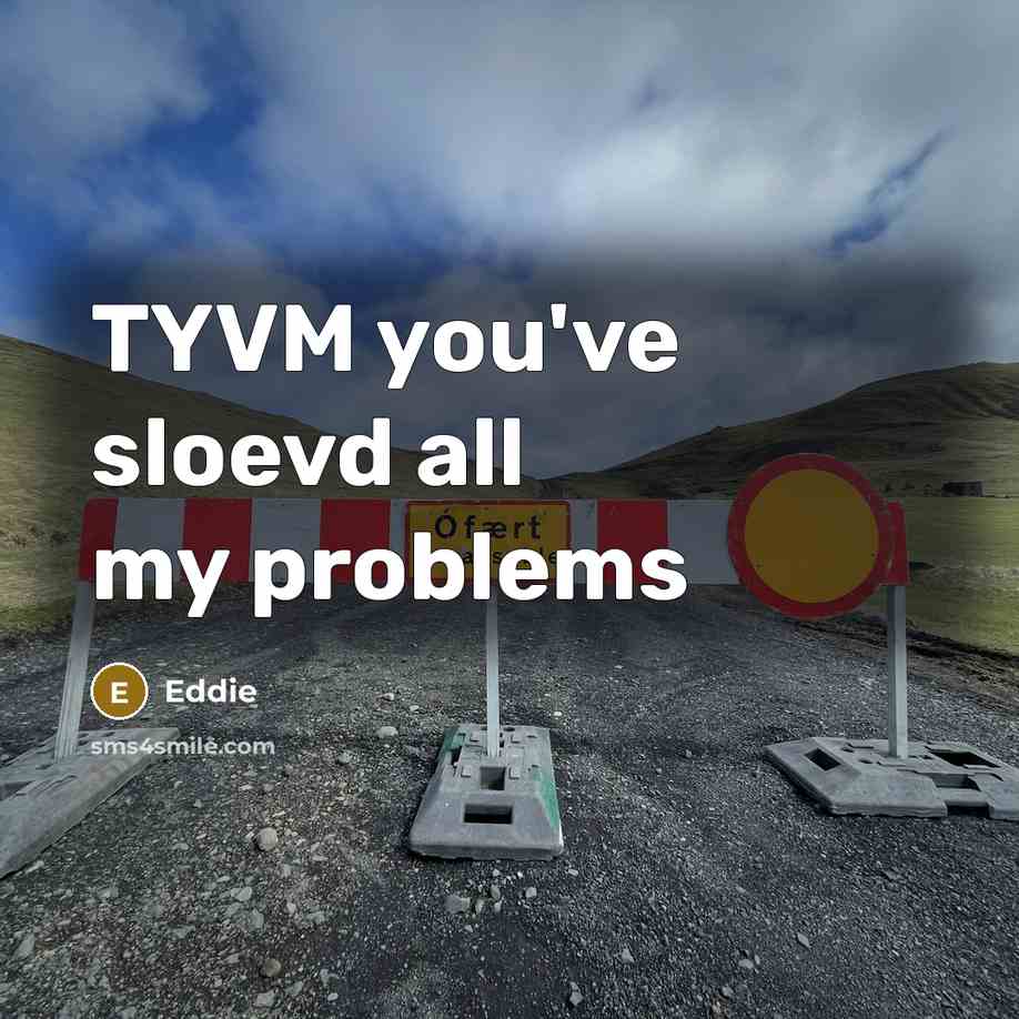“TYVM you've sloevd all my problems” quote by Eddie