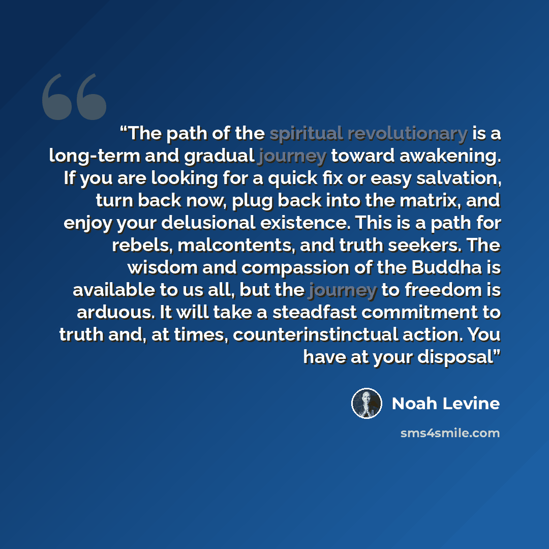 “The path of the spiritual revolutionary is a long-term and gradual journey toward awakening. If you are looking for a quick fix or easy salvation, turn back now, plug back into the matrix, and enjoy your delusional existence. This is a path for rebels, malcontents, and truth seekers. The wisdom…” quote by Noah Levine