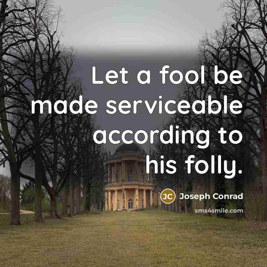 “Let a fool be made serviceable according to his folly.” quote by Joseph Conrad