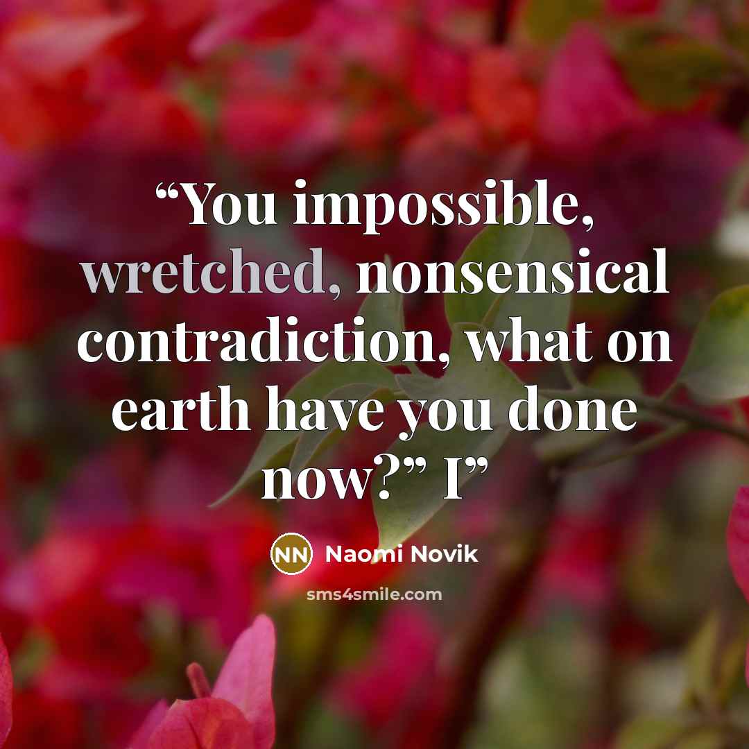 “You impossible, wretched, nonsensical contradiction, what on earth have you done now?” I” quote by Naomi Novik