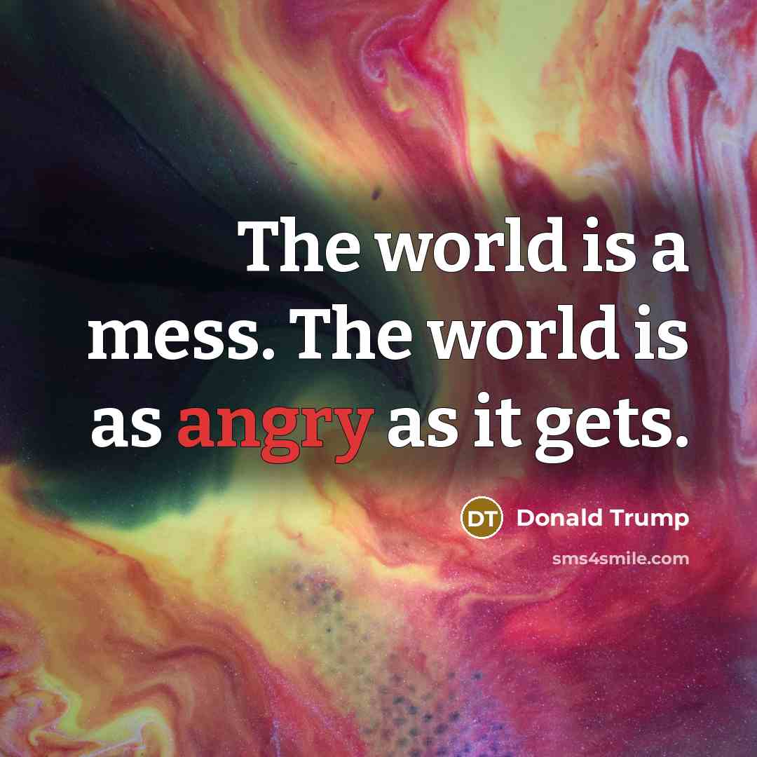 “The world is a mess. The world is as angry as it gets.” quote by Donald Trump