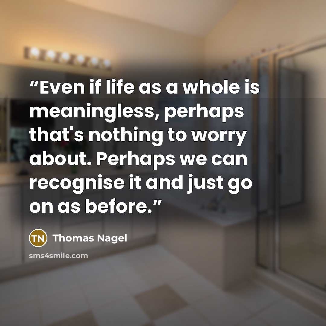 “Even if life as a whole is meaningless, perhaps that's nothing to worry about. Perhaps we can recognise it and just go on as before.” quote by Thomas Nagel