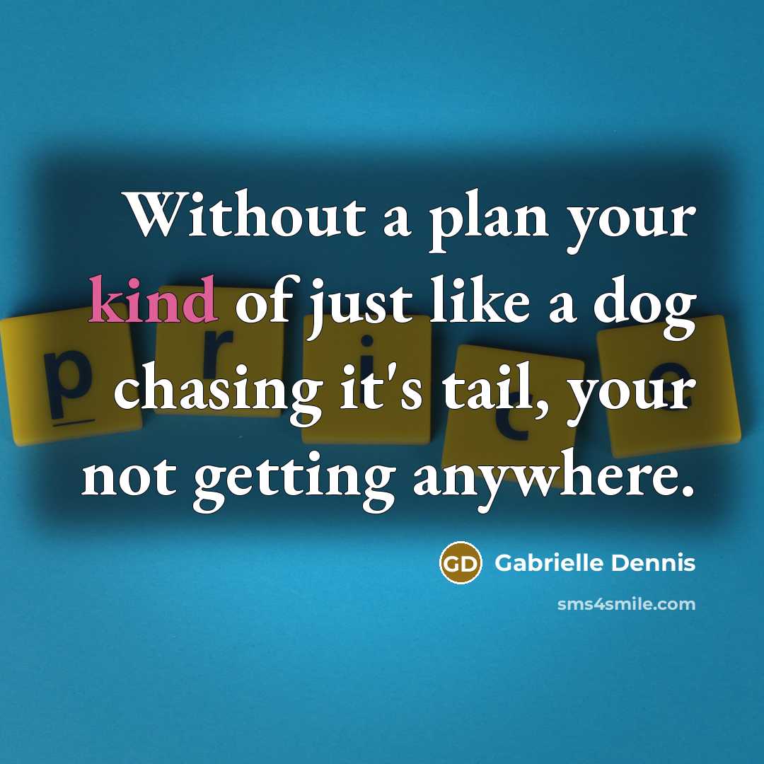 “Without a plan your kind of just like a dog chasing it's tail, your not getting anywhere.” quote by Gabrielle Dennis