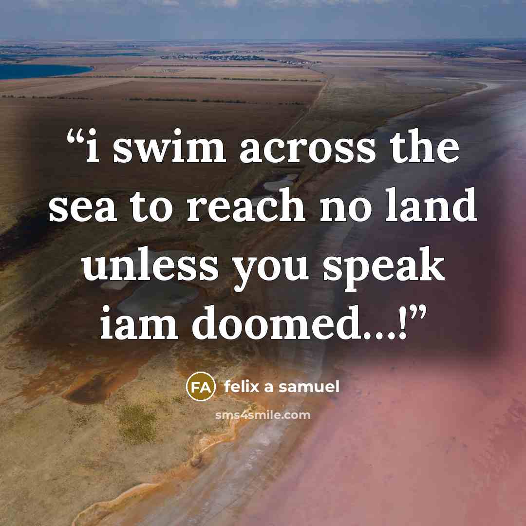 “i swim across the sea to reach no land unless you speak iam doomed…!” quote by felix a samuel