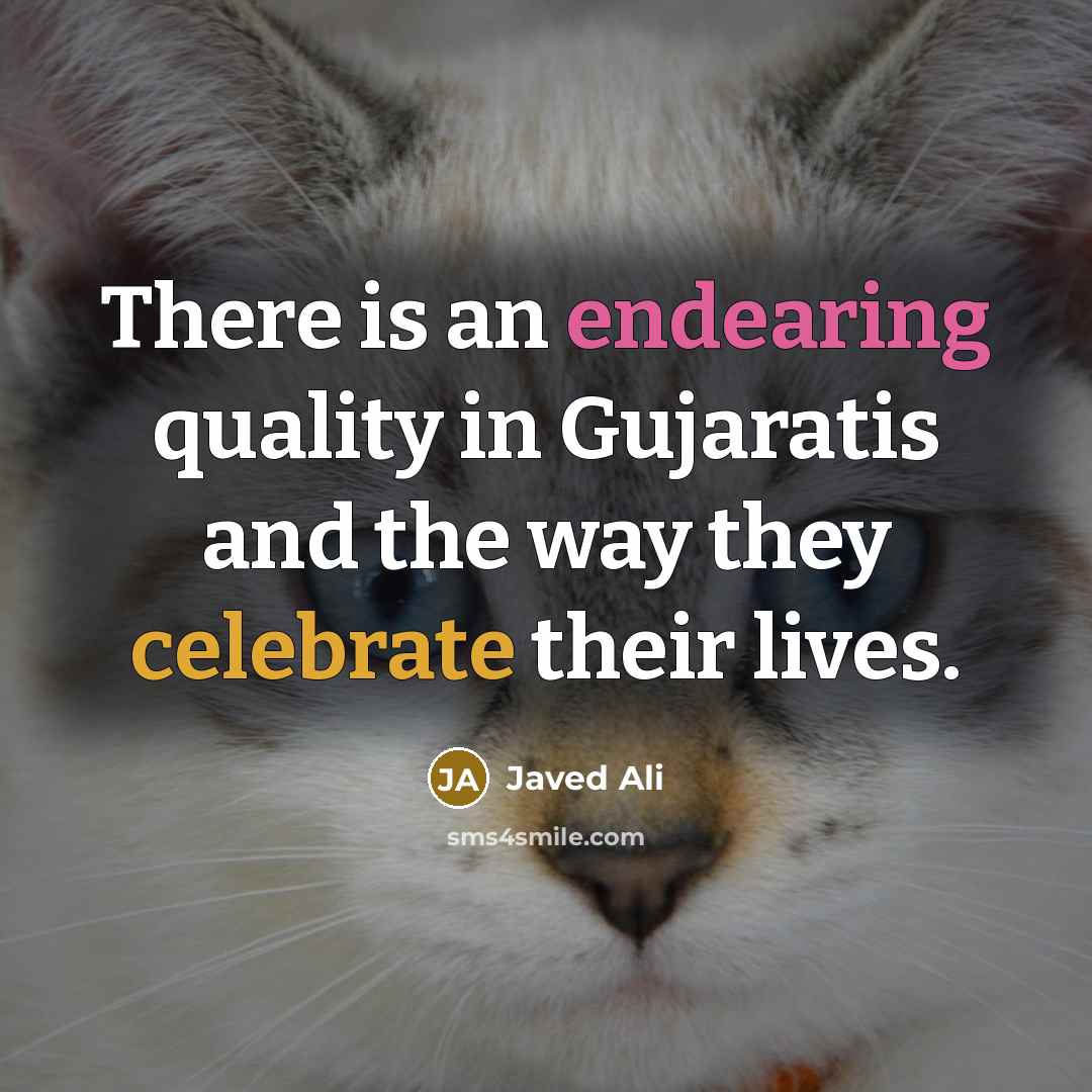 “There is an endearing quality in Gujaratis and the way they celebrate their lives.” quote by Javed Ali