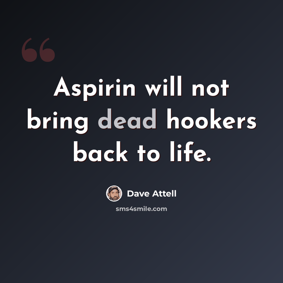 “Aspirin will not bring dead hookers back to life.” quote by Dave Attell