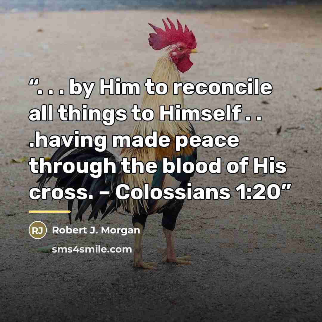 “. . . by Him to reconcile all things to Himself . . .having made peace through the blood of His cross. – Colossians 1:20” quote by Robert J. Morgan