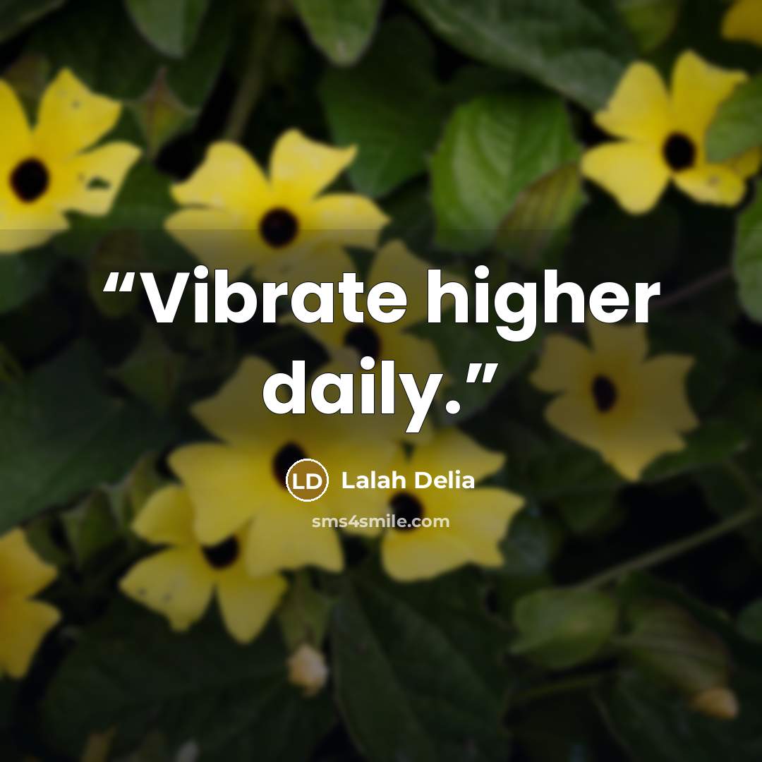 “Vibrate higher daily.” quote by Lalah Delia