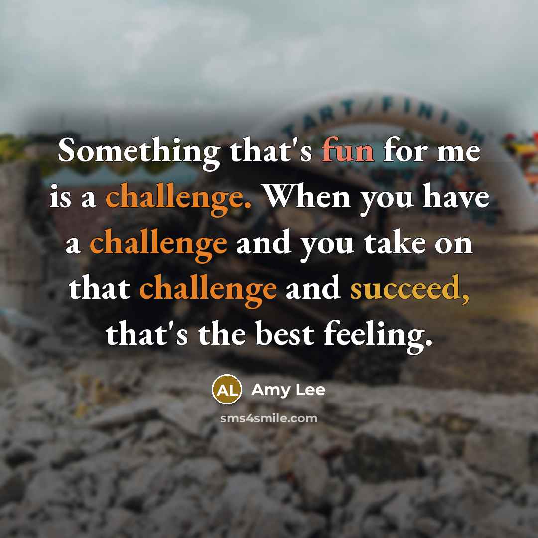 “Something that's fun for me is a challenge. When you have a challenge and you take on that challenge and succeed, that's the best feeling.” quote by Amy Lee