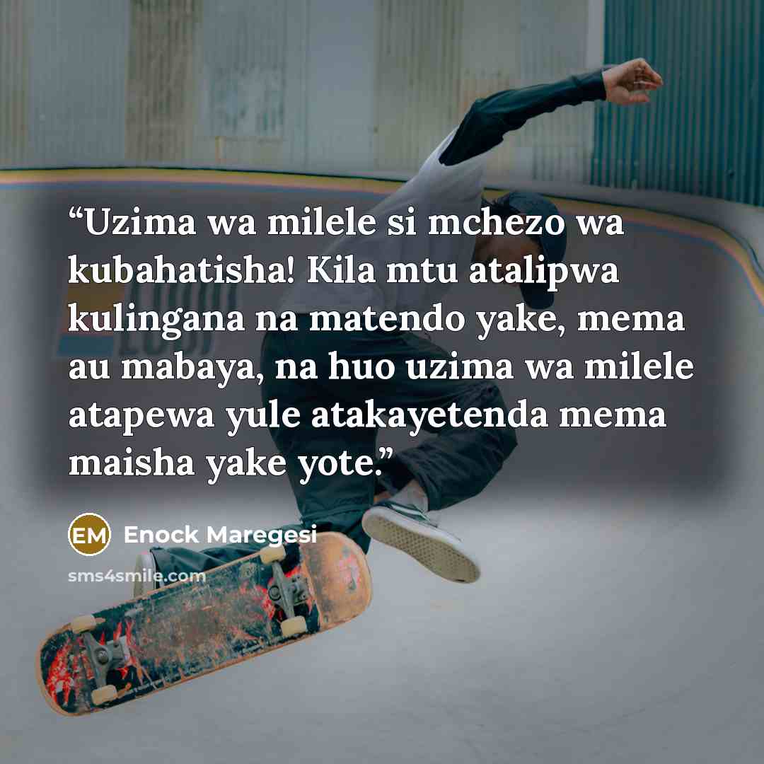 “Uzima wa milele si mchezo wa kubahatisha! Kila mtu atalipwa kulingana na matendo yake, mema au mabaya, na huo uzima wa milele atapewa yule atakayetenda mema maisha yake yote.” quote by Enock Maregesi