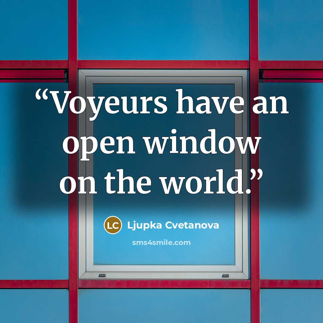 “Voyeurs have an open window on the world.” quote by Ljupka Cvetanova