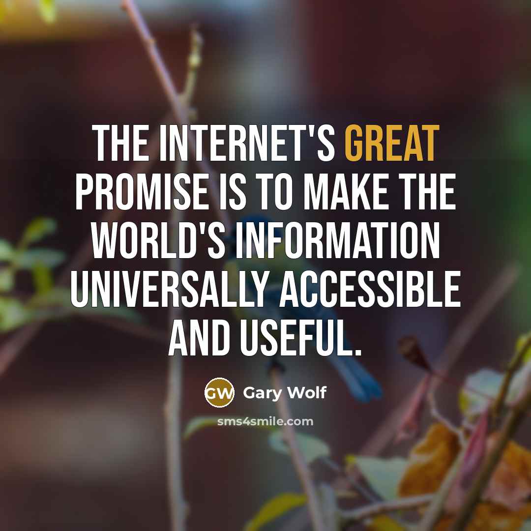 “The Internet's great promise is to make the world's information universally accessible and useful.” quote by Gary Wolf