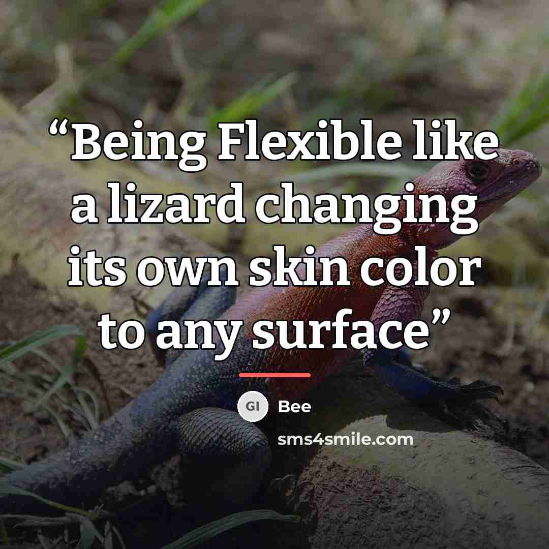 “Being Flexible like a lizard changing its own skin color to any surface” quote by Bee