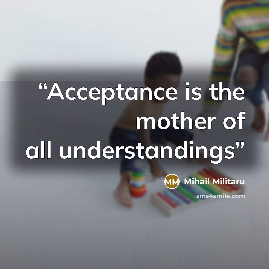“Acceptance is the mother of all understandings” quote by Mihail Militaru