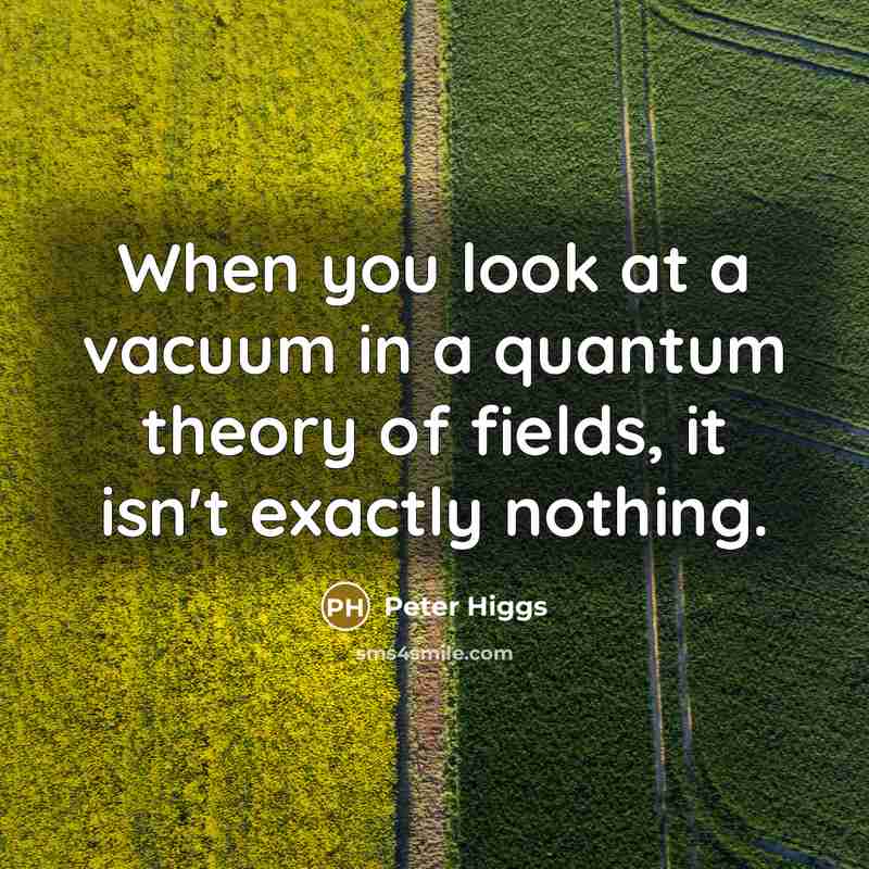 “When you look at a vacuum in a quantum theory of fields, it isn't exactly nothing.” quote by Peter Higgs