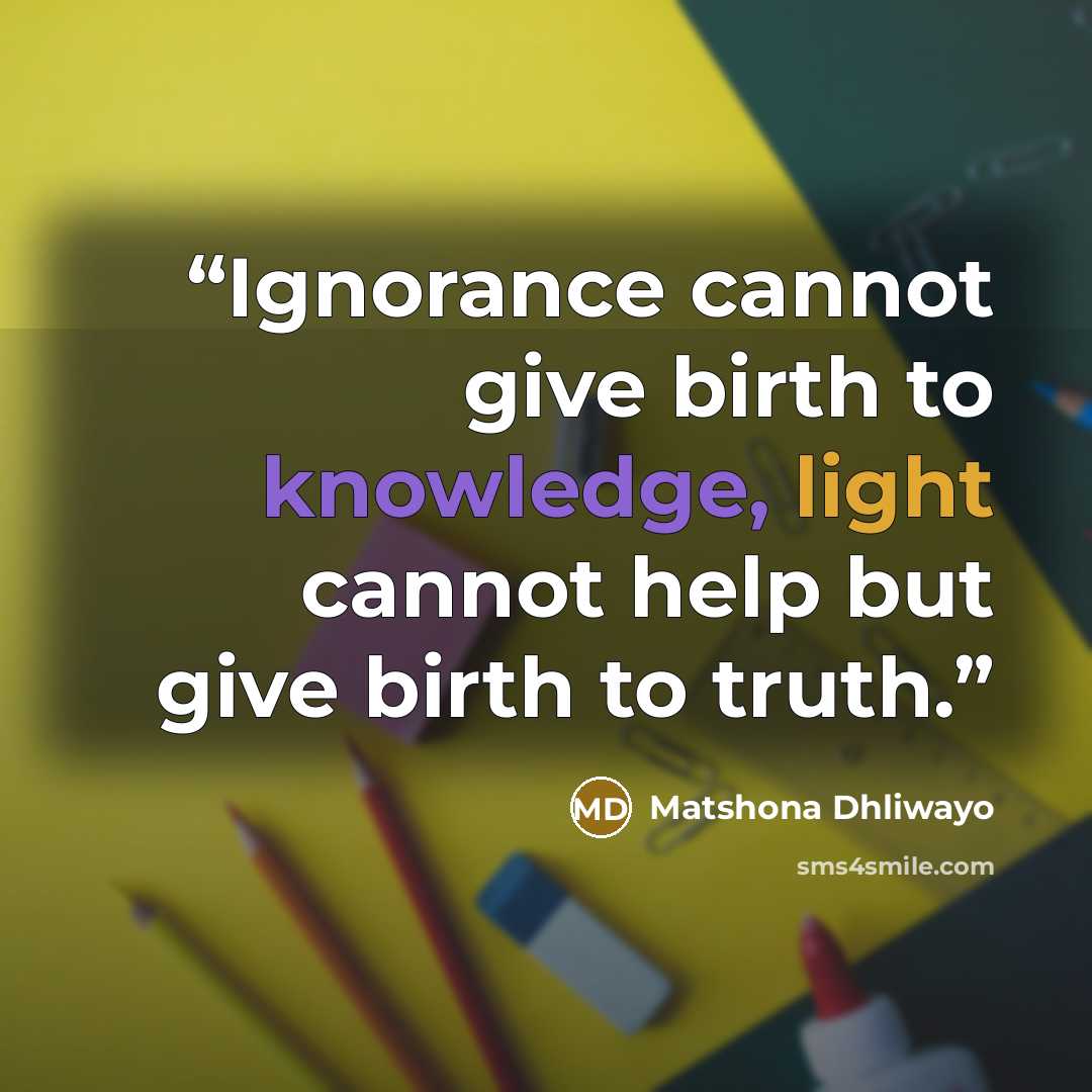 “Ignorance cannot give birth to knowledge, light cannot help but give birth to truth.” quote by Matshona Dhliwayo