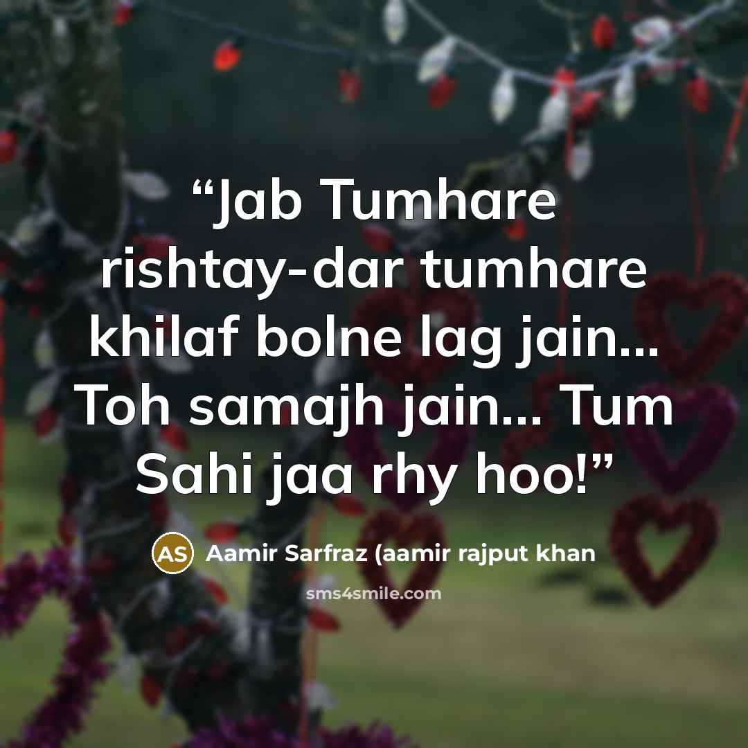 “Jab Tumhare rishtay-dar tumhare khilaf bolne lag jain... Toh samajh jain… Tum Sahi jaa rhy hoo!” quote by Aamir Sarfraz (aamir rajput khan