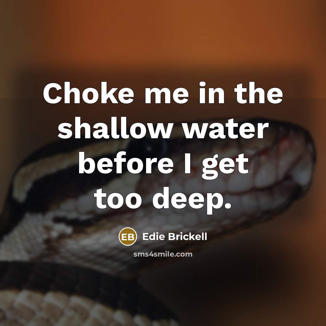 “Choke me in the shallow water before I get too deep.” quote by Edie Brickell