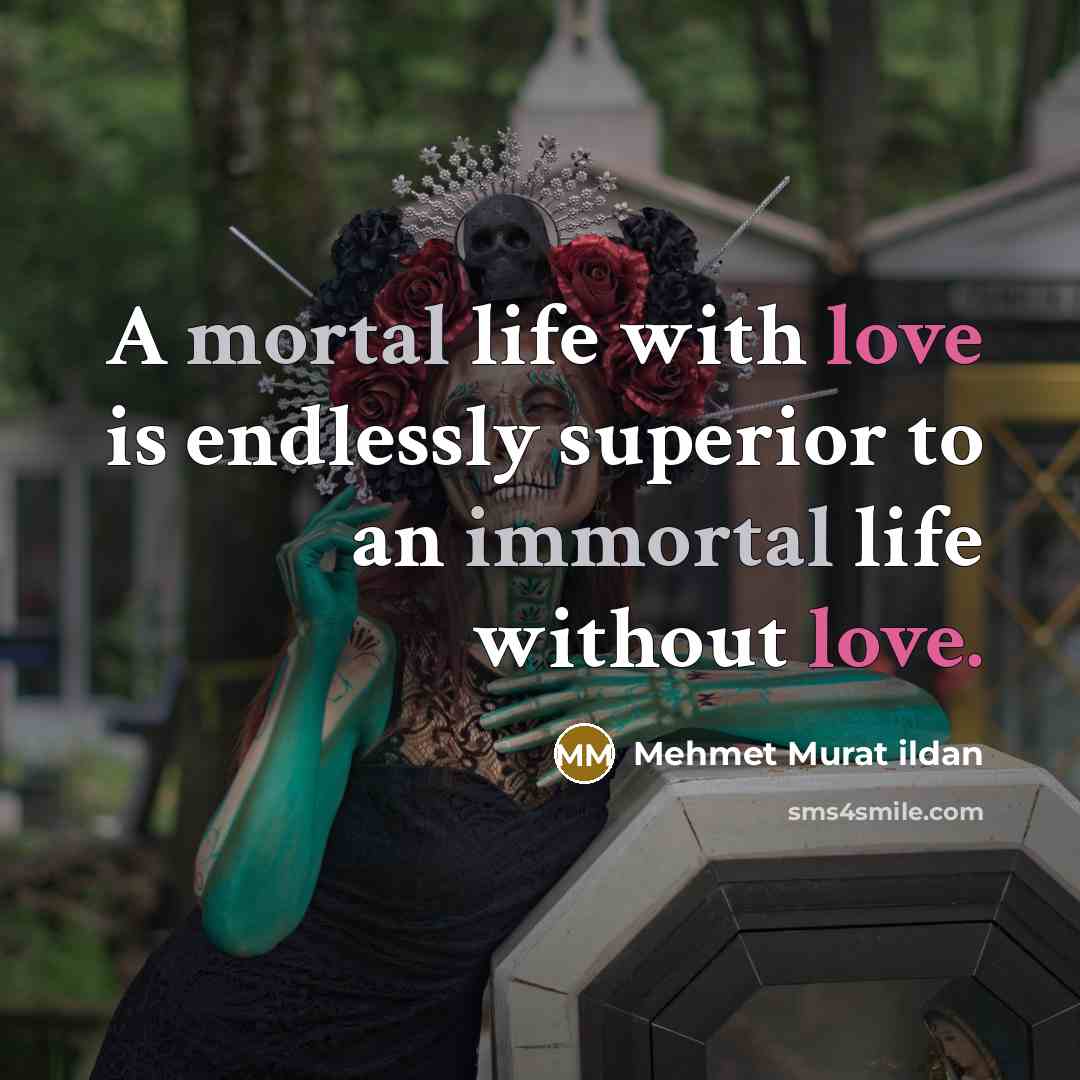 “A mortal life with love is endlessly superior to an immortal life without love.” quote by Mehmet Murat Ildan