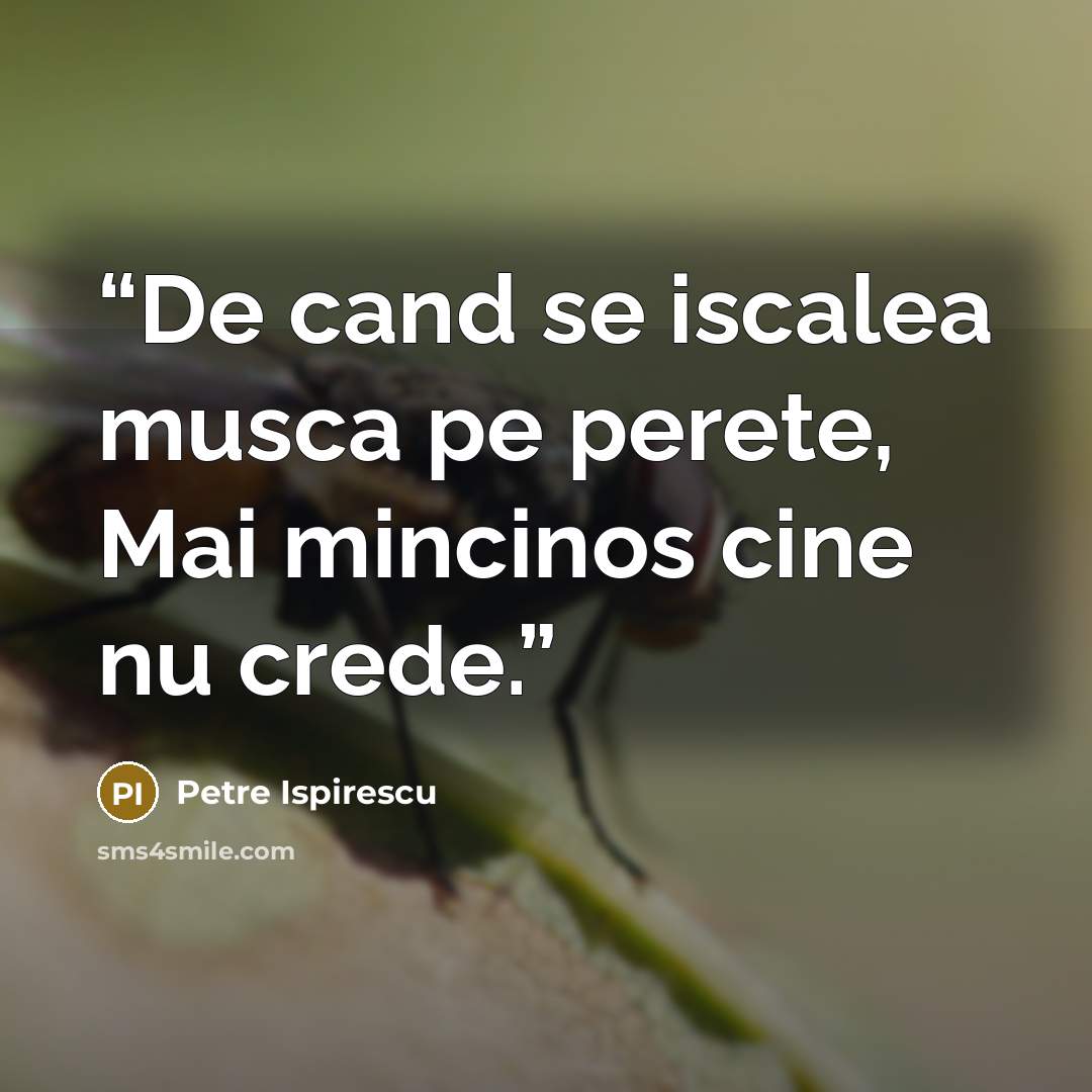 “De cand se iscalea musca pe perete, Mai mincinos cine nu crede.” quote by Petre Ispirescu
