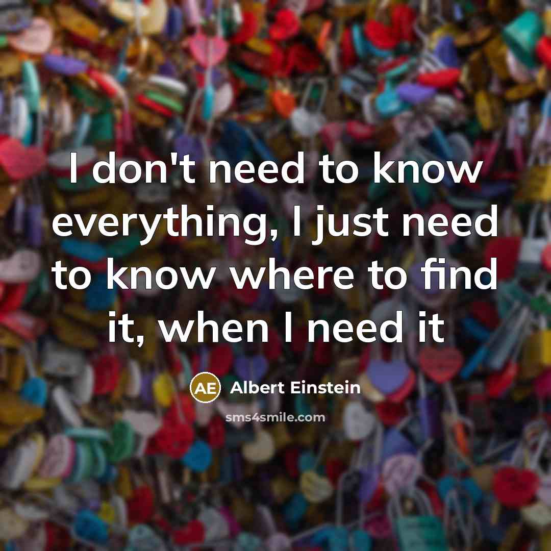 “I don't need to know everything, I just need to know where to find it, when I need it” quote by Albert Einstein