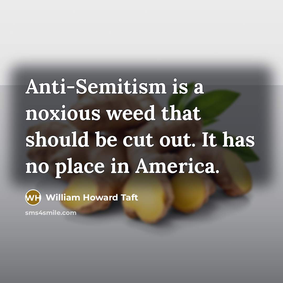 “Anti-Semitism is a noxious weed that should be cut out. It has no place in America.” quote by William Howard Taft