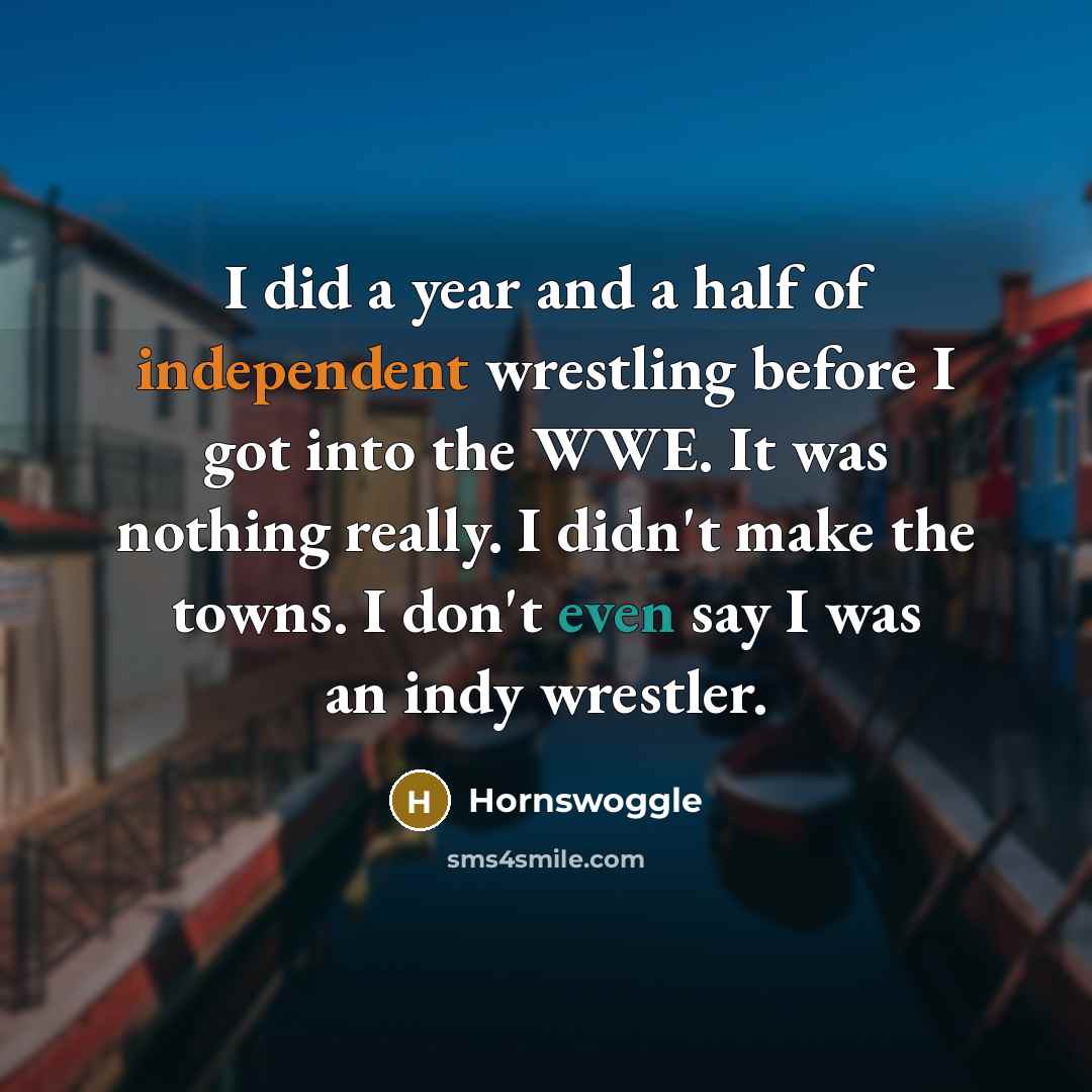“I did a year and a half of independent wrestling before I got into the WWE. It was nothing really. I didn't make the towns. I don't even say I was an indy wrestler.” quote by Hornswoggle