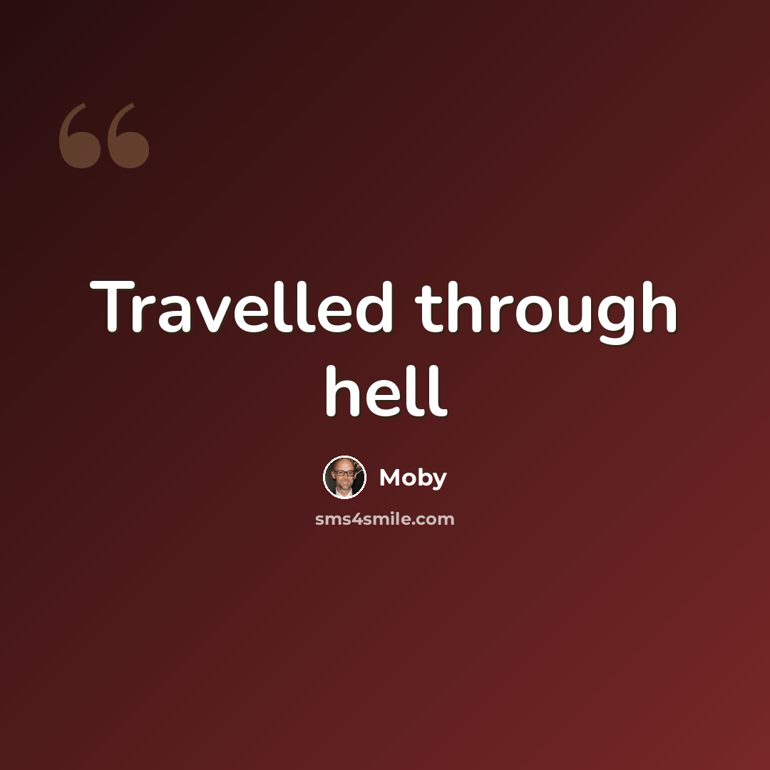 “Travelled through hell” quote by Moby