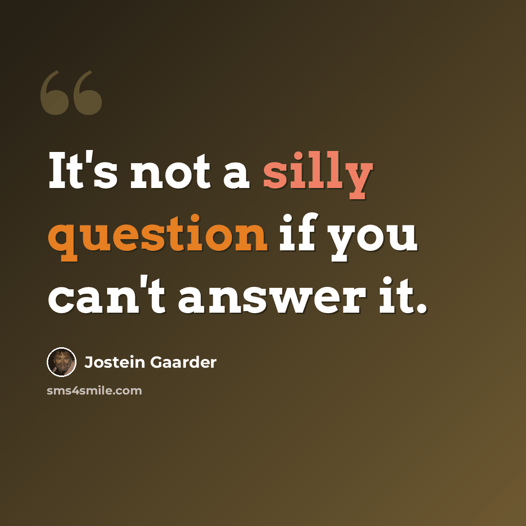 “It's not a silly question if you can't answer it.” quote by Jostein Gaarder