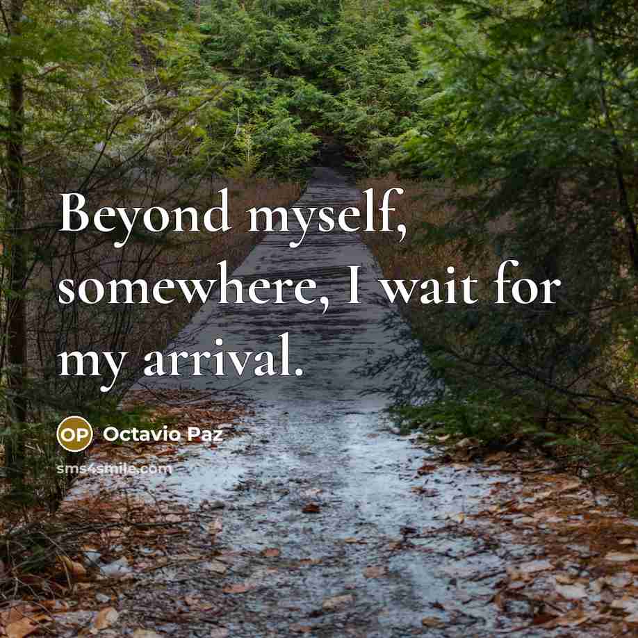 “Beyond myself, somewhere, I wait for my arrival.” quote by Octavio Paz