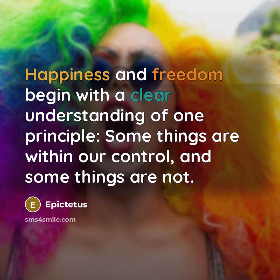 “Happiness and freedom begin with a clear understanding of one principle: Some things are within our control, and some things are not.” quote by Epictetus