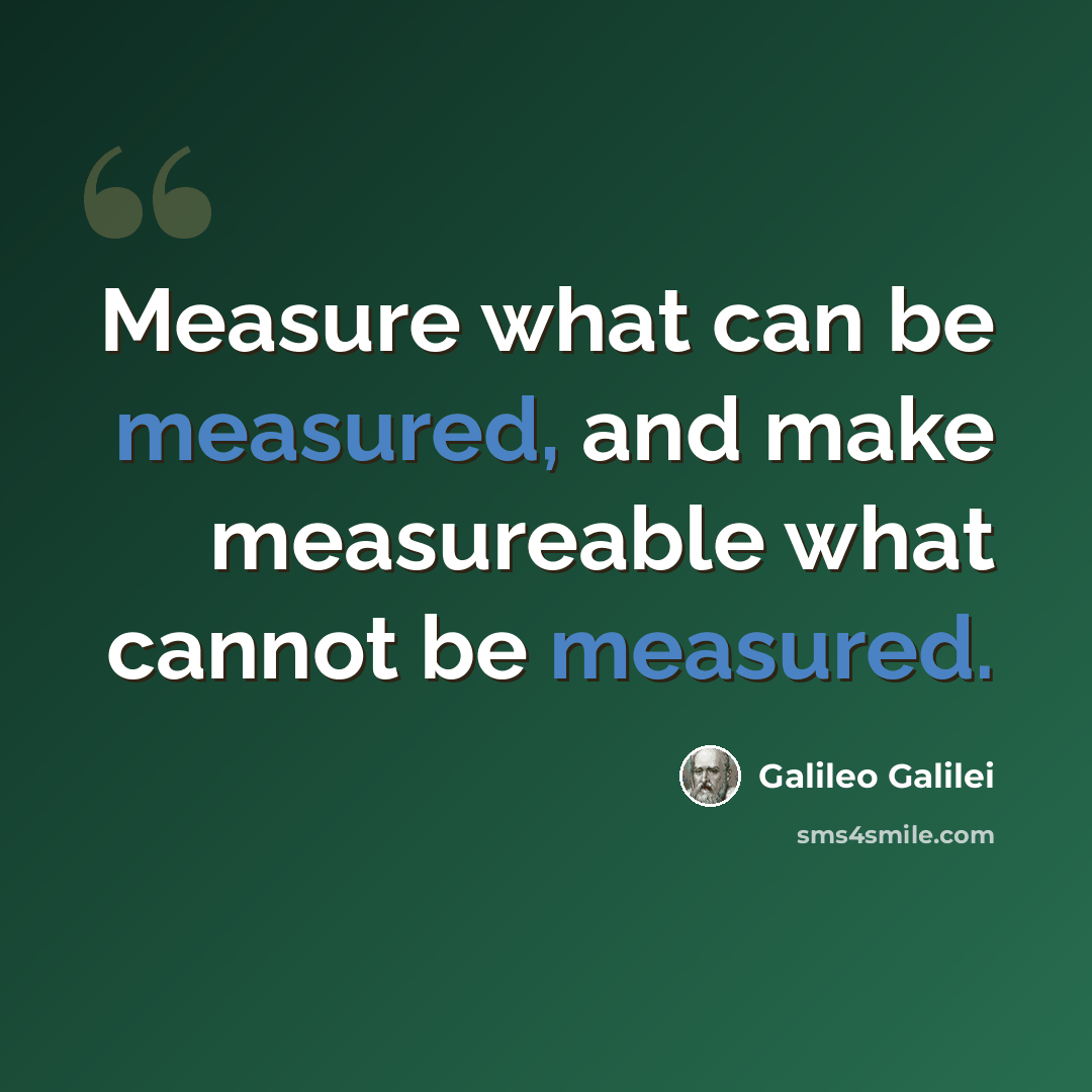 “Measure what can be measured, and make measureable what cannot be measured.” quote by Galileo Galilei