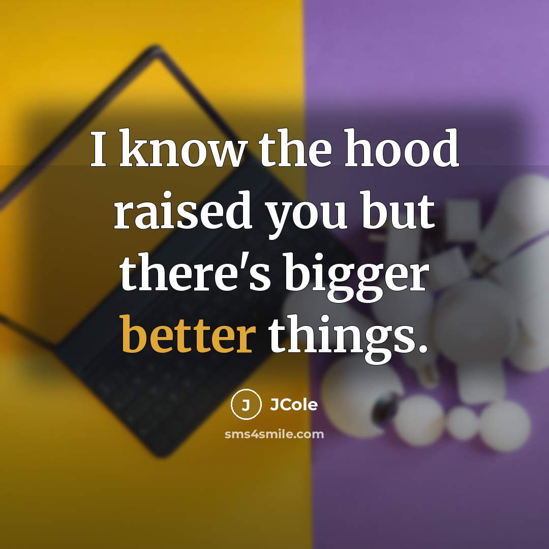 “I know the hood raised you but there's bigger better things.” quote by JCole