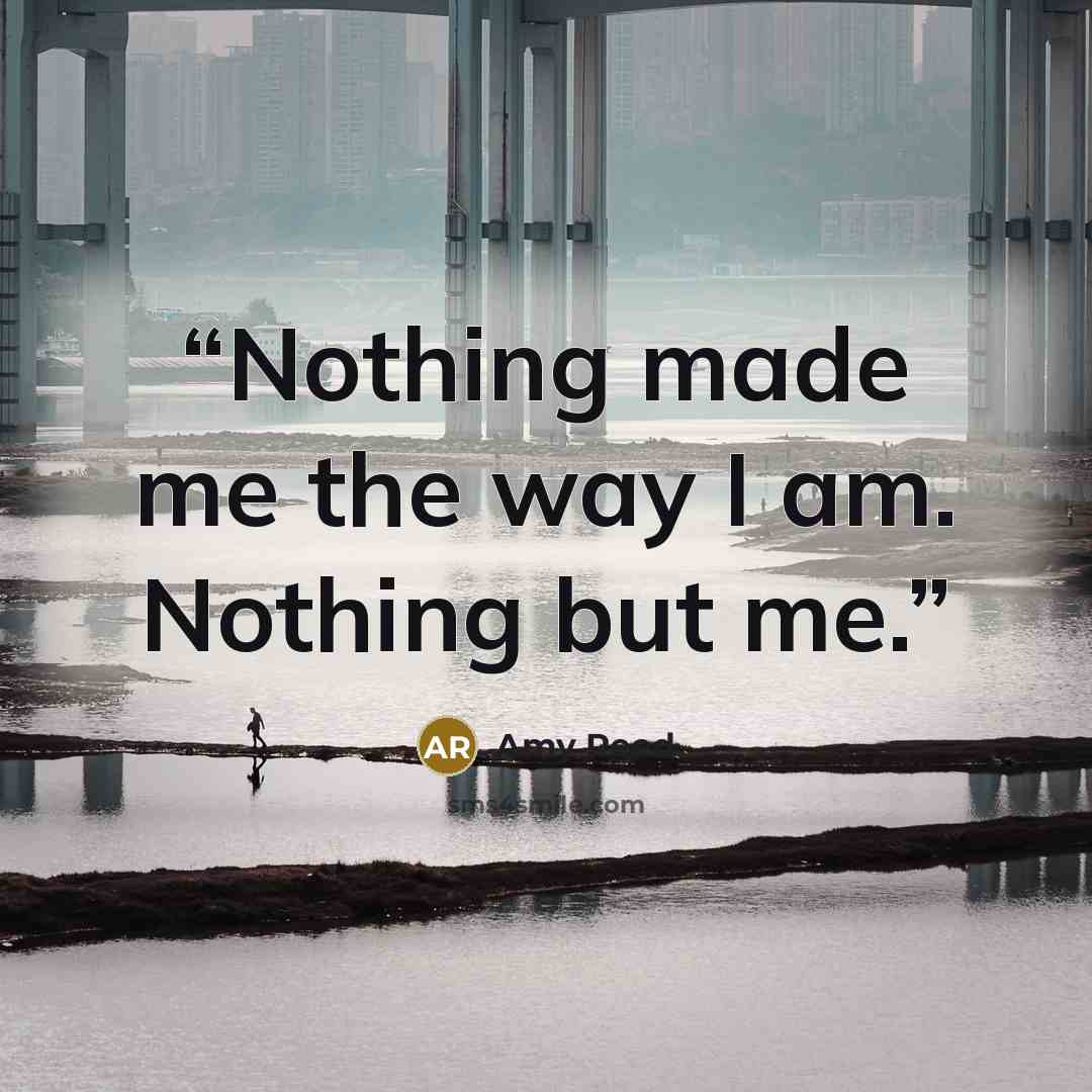 “Nothing made me the way I am. Nothing but me.” quote by Amy Reed