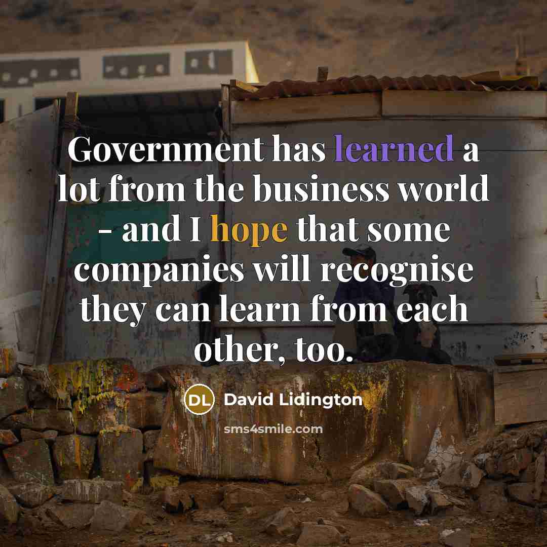 “Government has learned a lot from the business world - and I hope that some companies will recognise they can learn from each other, too.” quote by David Lidington