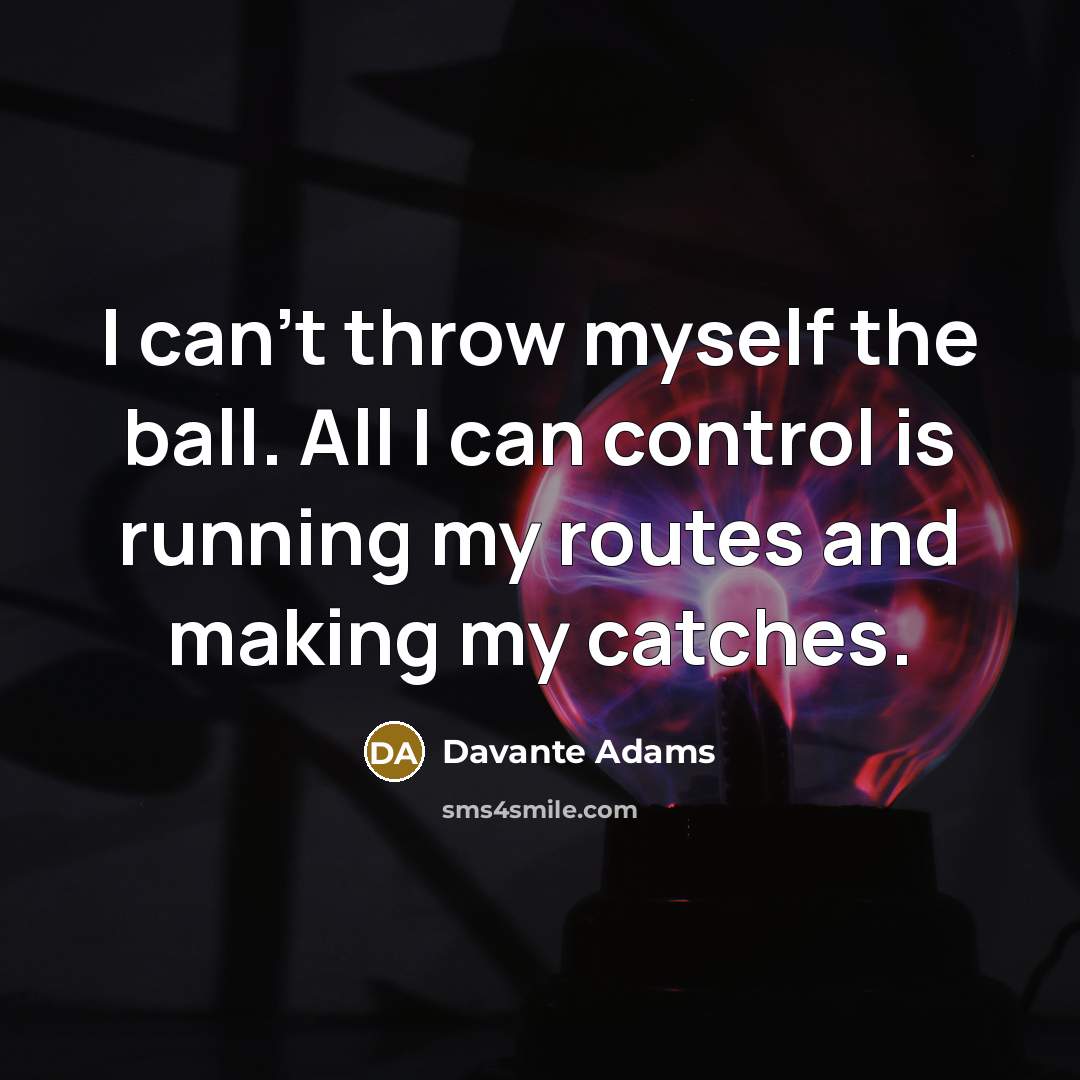 “I can't throw myself the ball. All I can control is running my routes and making my catches.” quote by Davante Adams