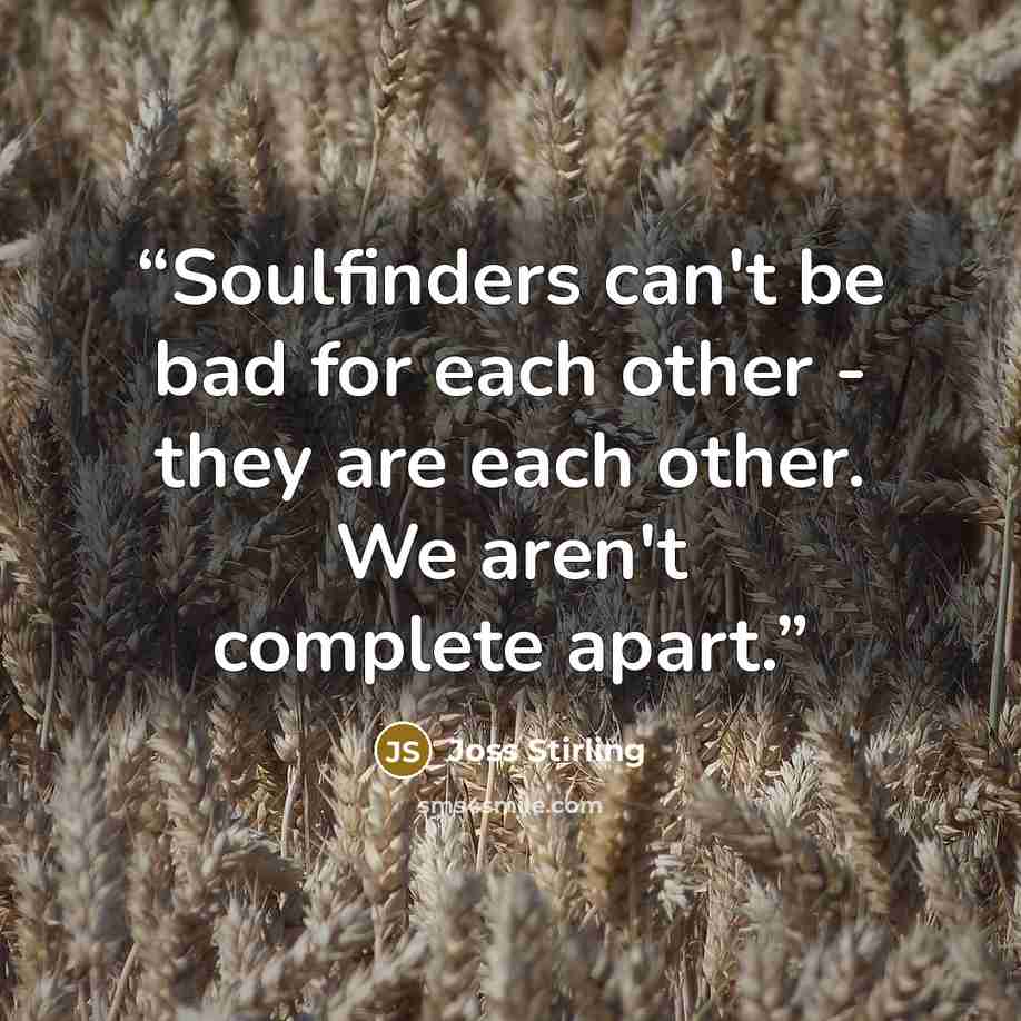“Soulfinders can't be bad for each other - they are each other. We aren't complete apart.” quote by Joss Stirling