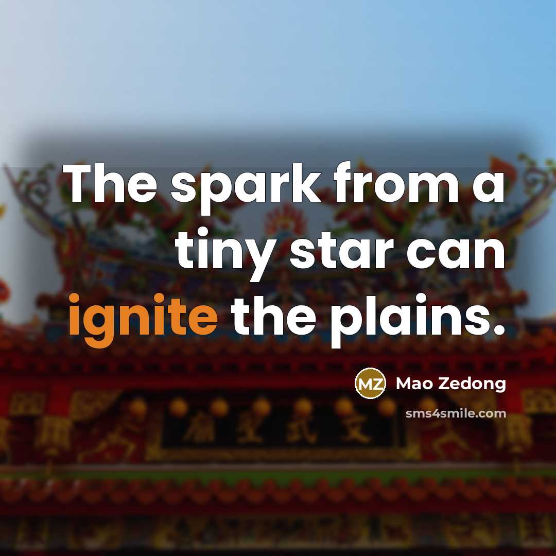 “The spark from a tiny star can ignite the plains.” quote by Mao Zedong