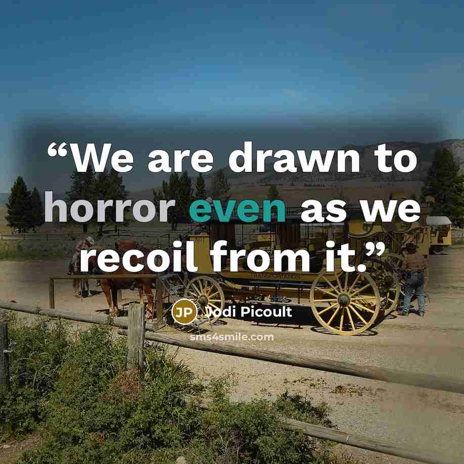 “We are drawn to horror even as we recoil from it.” quote by Jodi Picoult