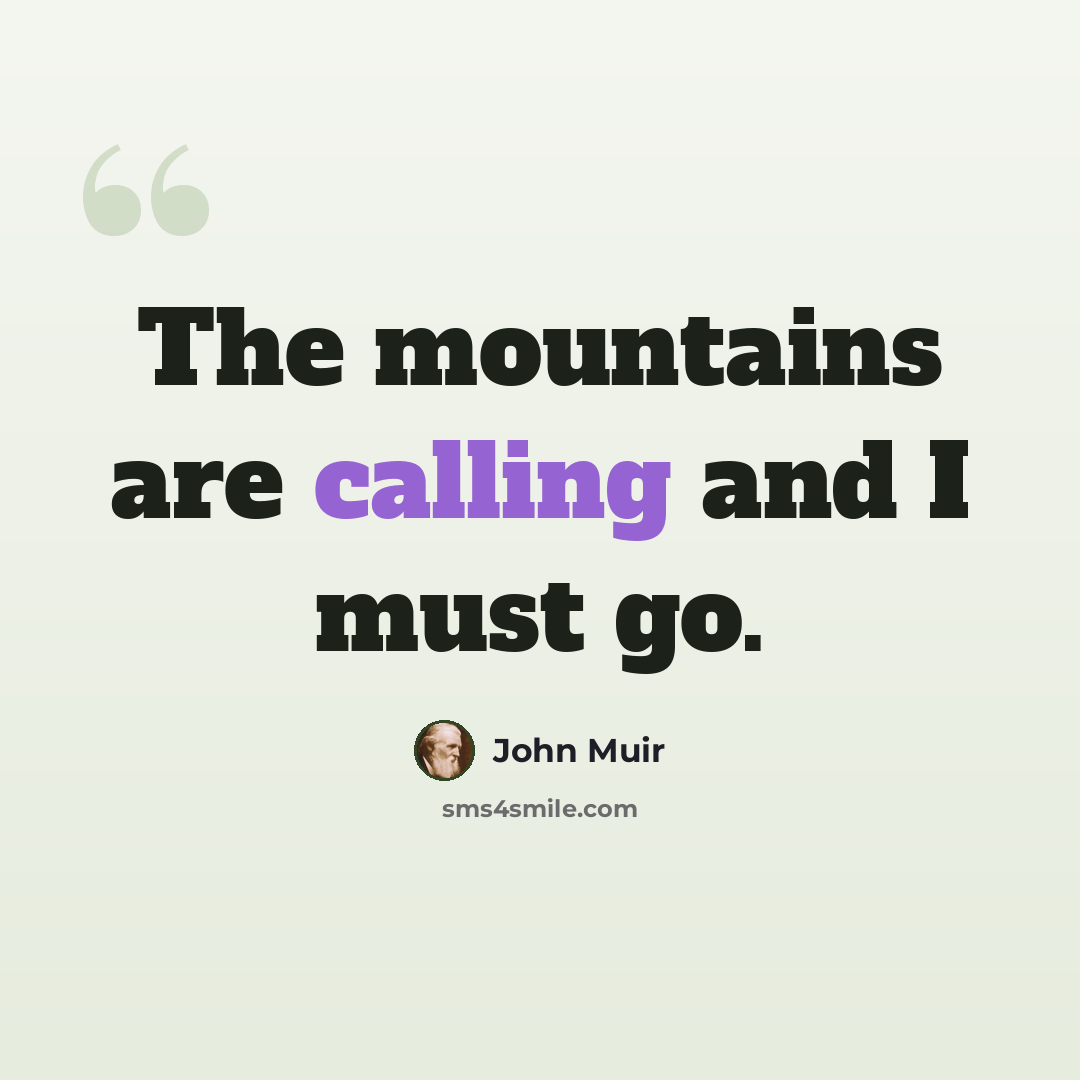 “The mountains are calling and I must go.” quote by John Muir