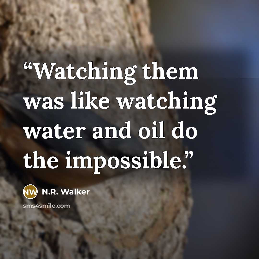“Watching them was like watching water and oil do the impossible.” quote by N.R. Walker