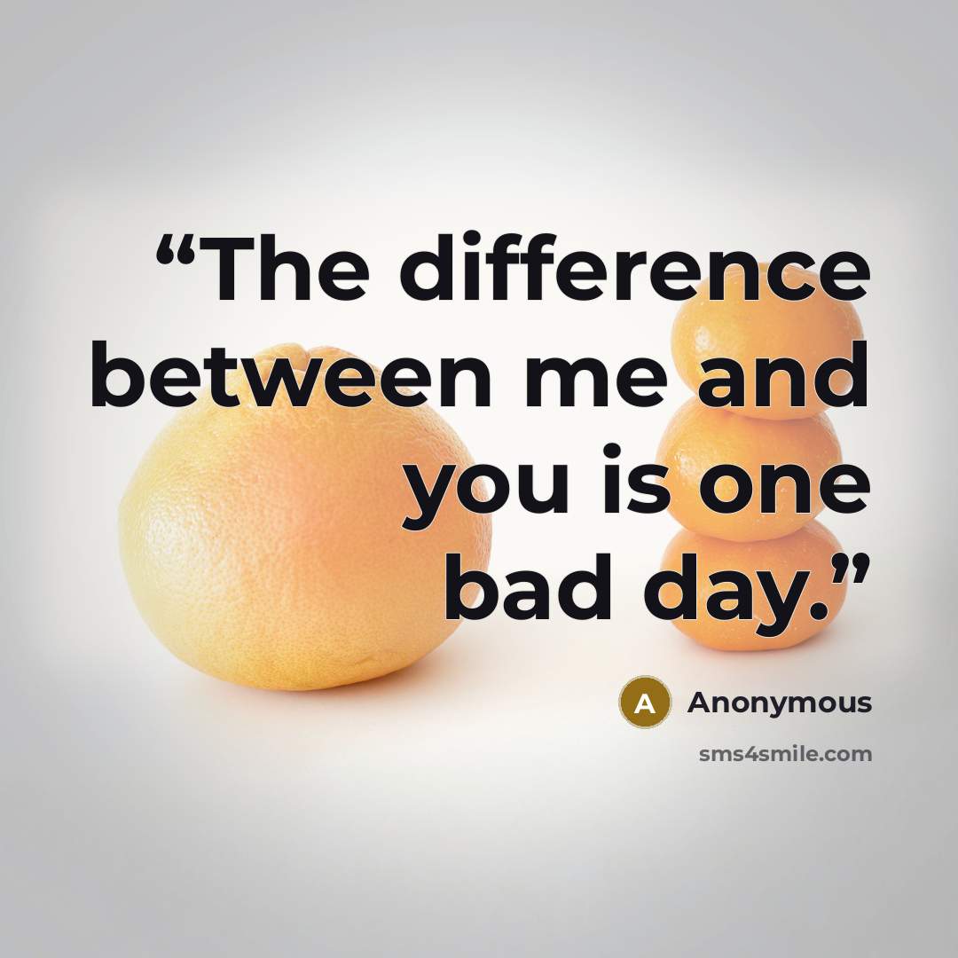 “The difference between me and you is one bad day.” quote by Anonymous