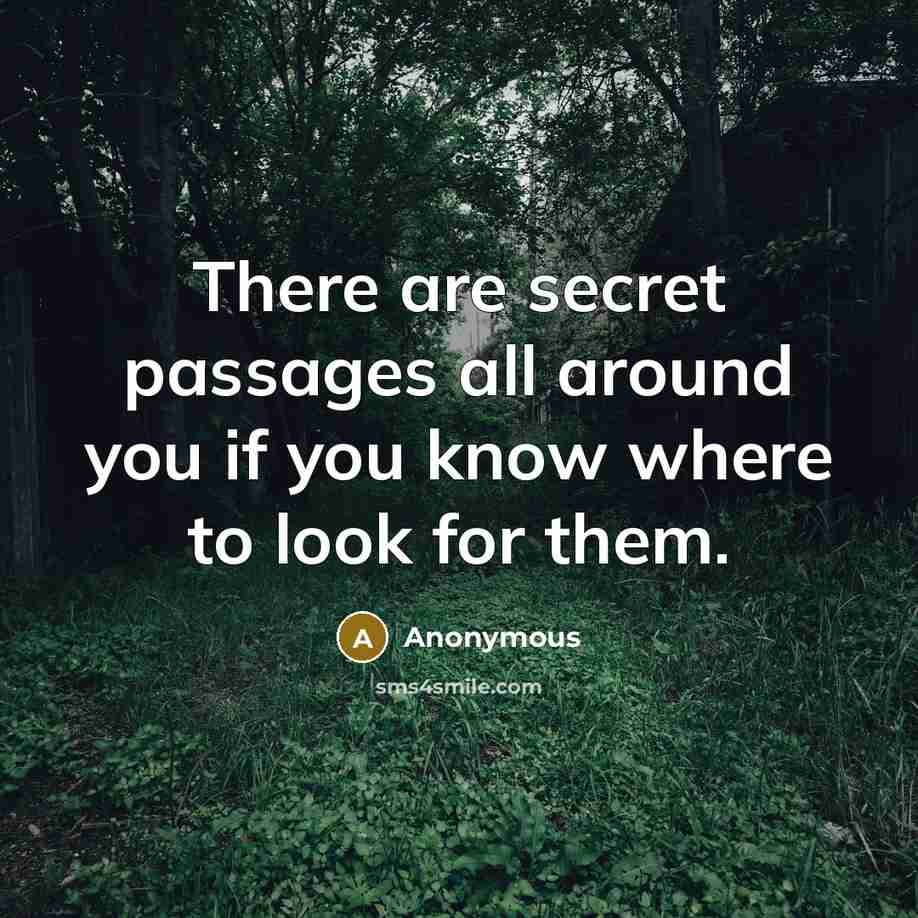 “There are secret passages all around you if you know where to look for them.” quote by Anonymous