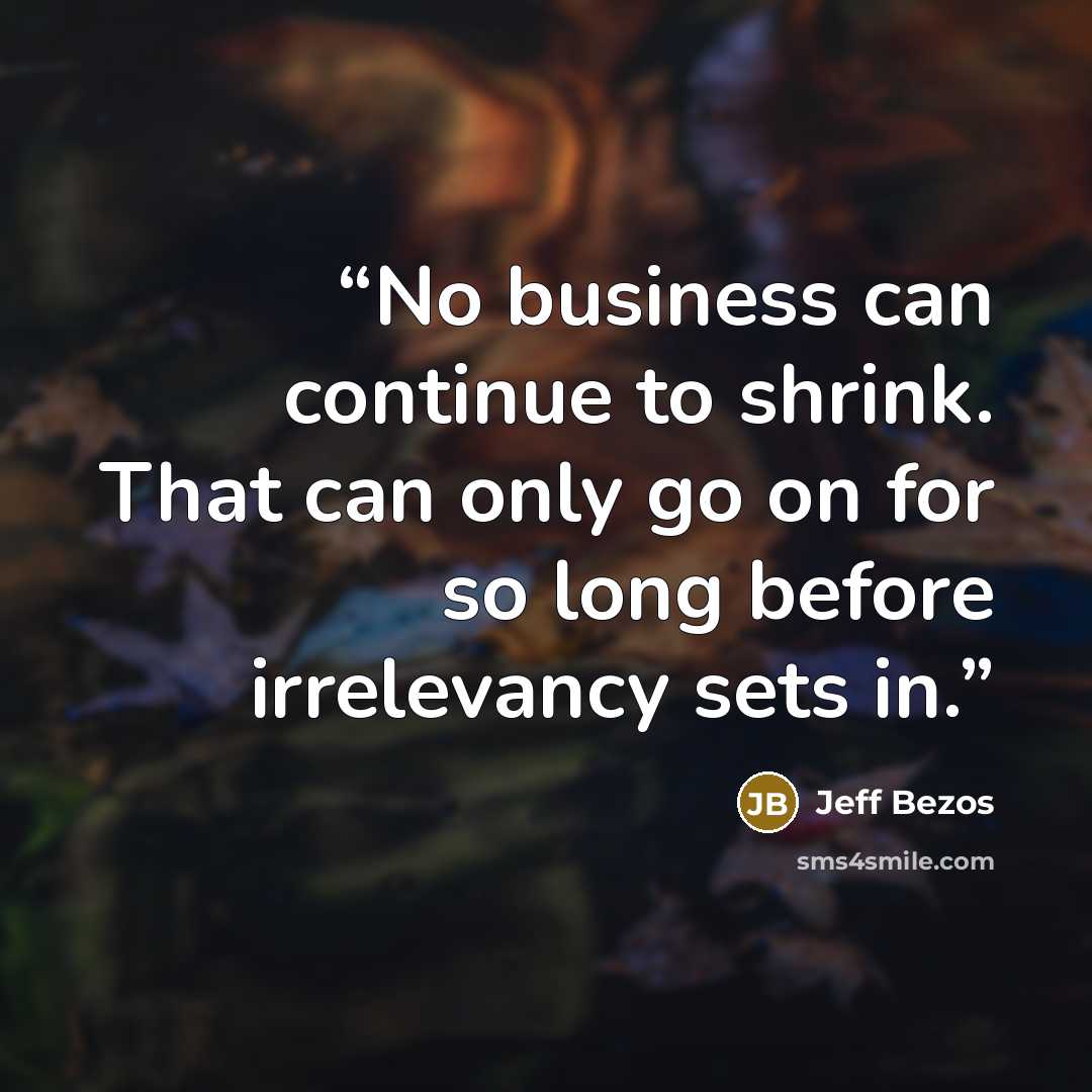 “No business can continue to shrink. That can only go on for so long before irrelevancy sets in.” quote by Jeff Bezos