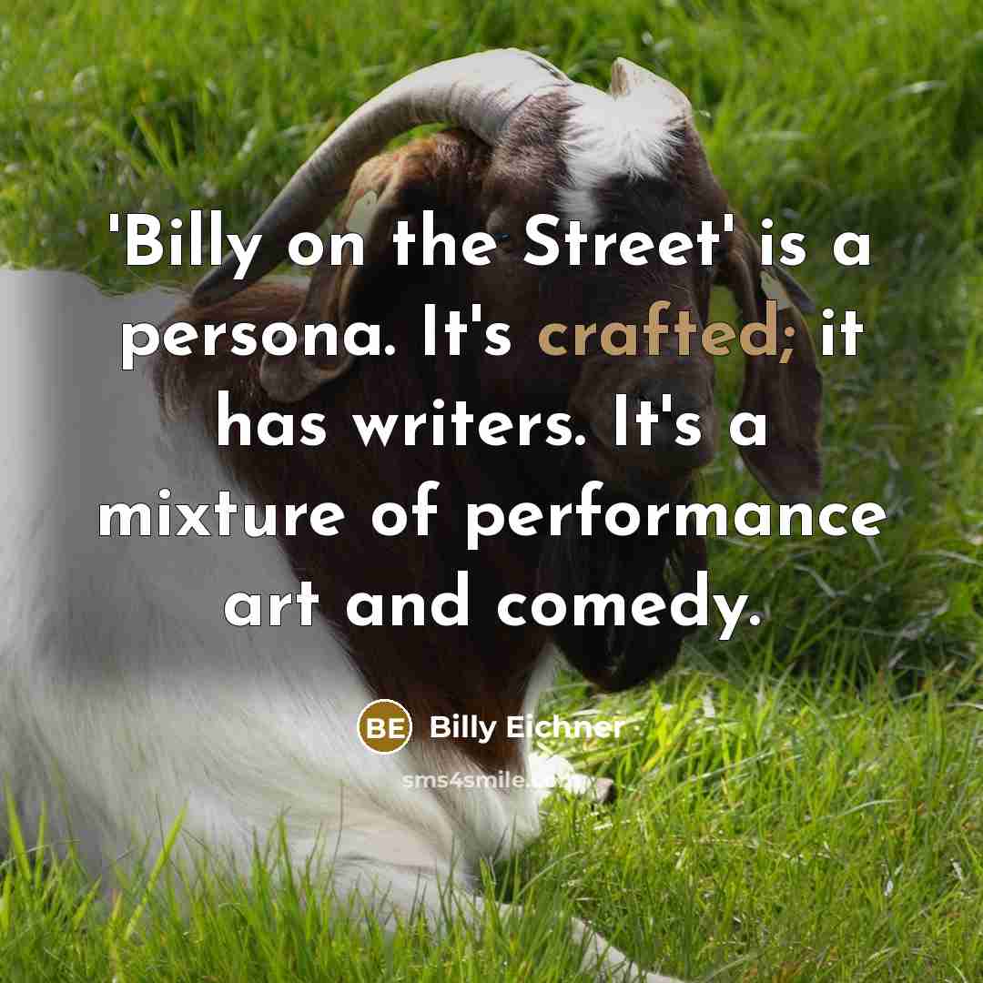 “'Billy on the Street' is a persona. It's crafted; it has writers. It's a mixture of performance art and comedy.” quote by Billy Eichner