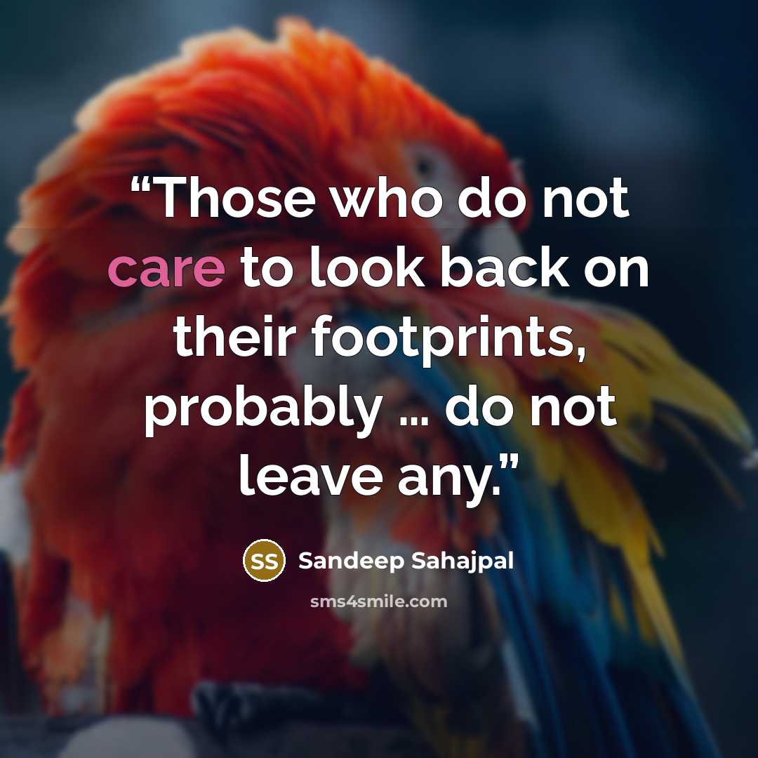 “Those who do not care to look back on their footprints, probably … do not leave any.” quote by Sandeep Sahajpal