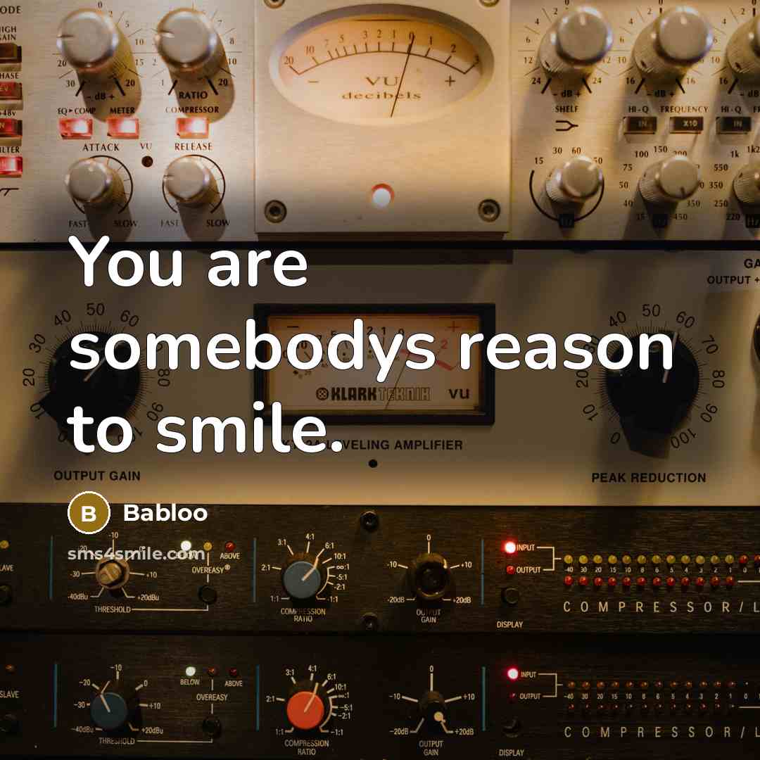 “You are somebodys reason to smile.” quote by Babloo
